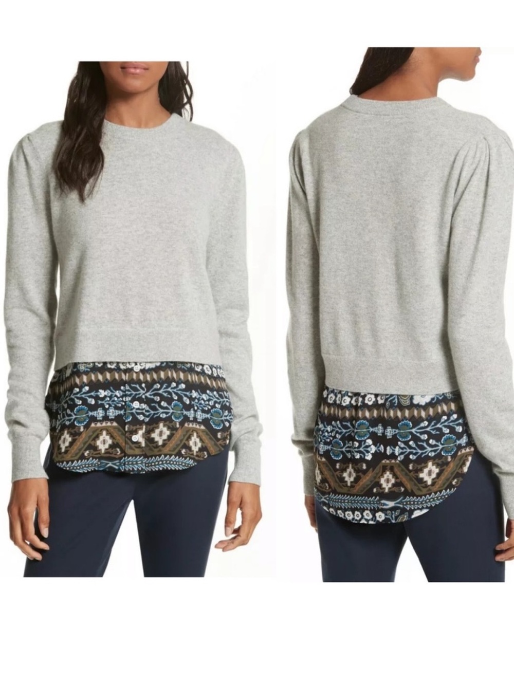 Veronica Beard Jenson Layered Hem Cashmere Sweater